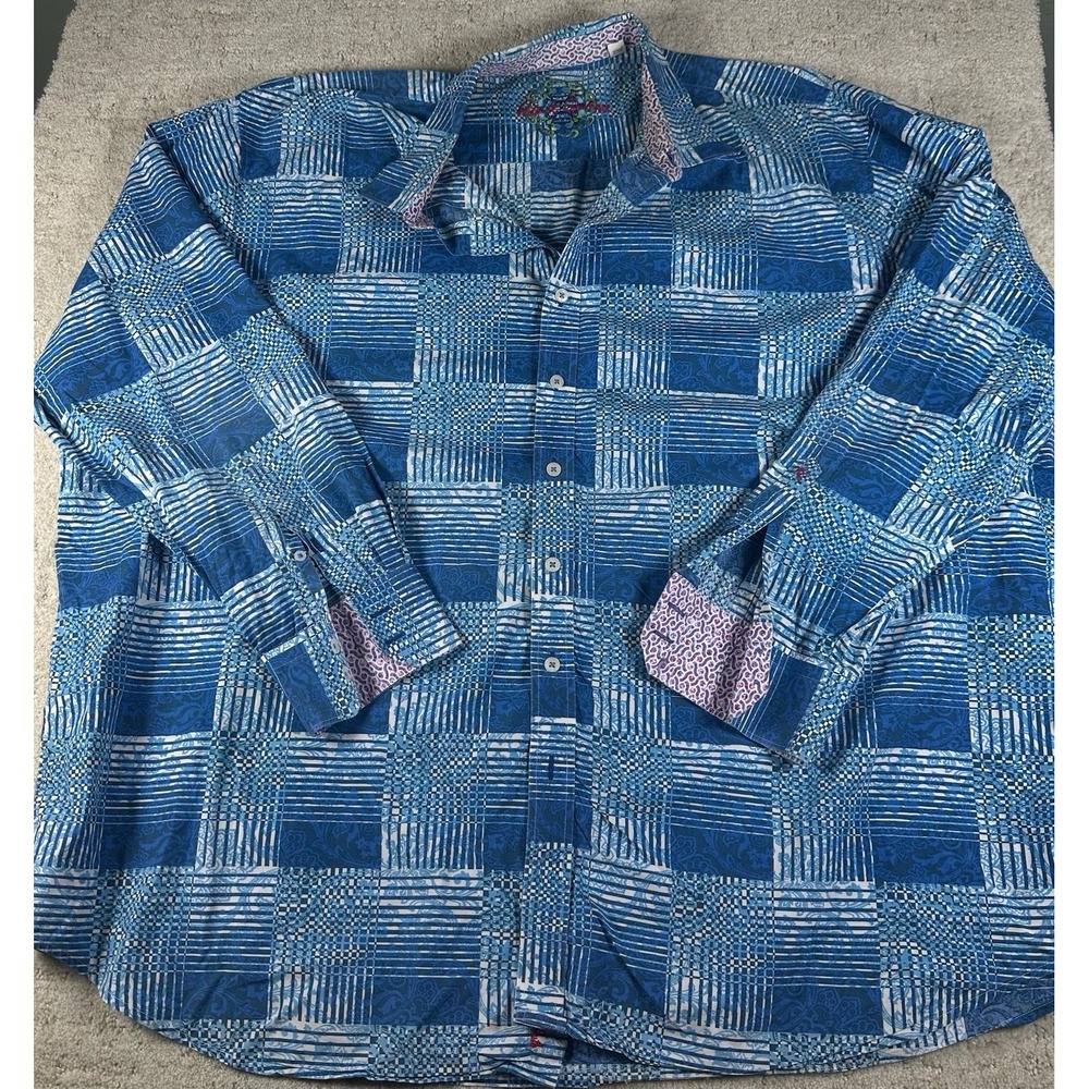Robert Graham Geometric Paisley Flip Cuff Shirt Preppy Long Sleeve Button Up 3XL